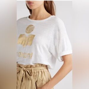 ISABEL MARANT ETOILE Koldi T-shirt Orange Logo Size Small